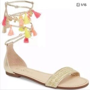 Lilly Pulitzer Willa Sandal Gold and Tassels